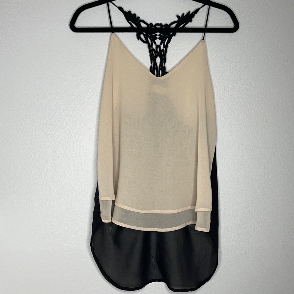 Beige and Black high/low camisole
